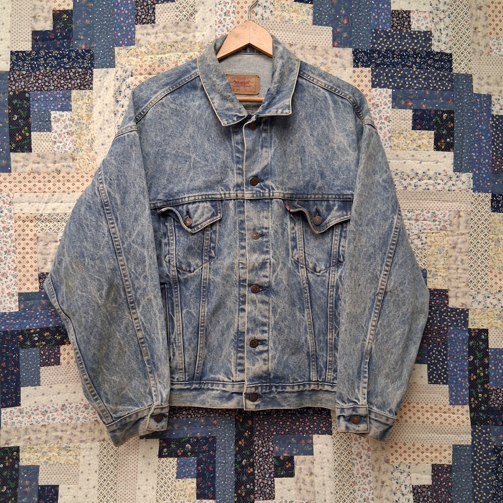 Vintage 1987 Levis Type 3 Denim Trucker Acid Wash‎ Jacket Size Large 70507 0219